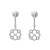 An image of a pair of Messika women's Eden Dormeuses drop earrings with diamonds, displayed against a white background. The earrings are shown in a frontal view, positioned symmetrically side by side, at a close-up distance that highlights their intricate design. Each earring features a sparkling diamond-studded drop connecting to a flower-shaped diamond-encrusted pendant, all set in a shiny white gold.