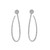 An image of a pair of Messika women's Gatsby Ovales 18k white gold earrings with diamonds, displayed against a white background. The earrings are positioned vertically and symmetrically, with a moderate distance between them, allowing a clear view of their elongated teardrop shape. Each earring features a row of small, round-cut diamonds set along its entire length, providing a sparkling appearance from all angles. The top of each earring has a circular stud encrusted with diamonds, designed to attach to the earlobe.