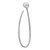 An image of a Messika brand earring designed for women, featuring diamonds. The earring is depicted in a frontal view and is oriented vertically, with the top part slightly angled towards the viewer. It has an elongated teardrop shape with a smooth, shiny white gold surface. At the upper end, there is a circular element with a central diamond that appears to be the fastening mechanism. The earring is presented against a plain white background, and the scale suggests a close-up view to highlight details.