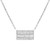 An image of a Messika brand Liz necklace designed for women, featuring a rectangular diamond 18k white gold pendant. The pendant showcases a mix of round and baguette-cut diamonds, meticulously set to catch the light. The necklace is photographed straight-on at a close distance, with the pendant centered and the chain extending symmetrically to both sides, allowing viewers to appreciate the sparkle and intricate design against a white background.