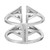 An image of a women's Messika ring with diamonds, showcased against a white background. The ring is captured at a close-up angle, highlighting its unique double-band design with triangular cut-outs. Each band gleams with a polished finish, and the name 'MESSIKA' is engraved on a centered vertical bar, which is adorned with a single diamond at its midpoint. Additional diamonds embellish the edges of the triangular features, enhancing the ring's luxurious appeal.