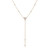 An image of a Messika women's Cravate Thea 18k rose gold necklace with diamonds, displayed against a white background. The necklace features a delicate rose gold chain with evenly spaced small round diamond accents leading to a prominent, inverted triangle-shaped pendant encrusted with diamonds. Below the triangle, the necklace extends into a drop with a larger round diamond at the end. The image is taken from a front-facing angle, showing the necklace in full length, and positioned centrally, giving a clear view of the jewelry's design and sparkle.