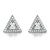 An image of a pair of Messika women's Thea stud 18k white gold earrings with diamonds, displayed side by side against a white background. Each earring is shaped like an equilateral triangle, with a large, triangular diamond set in the center and surrounded by multiple smaller round diamonds along the frame. The earrings are shown facing forward, giving a clear view of their design and the sparkle of the diamonds. The image is taken from a front-facing angle at a close distance to capture the intricate details of the earrings.
