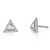 An image of a pair of Messika women's earrings with diamonds, displayed against a white background. The earrings are triangular in shape, with one earring facing front, showing the full triangle paved with sparkling diamonds, and the other turned at approximately a 45-degree angle, revealing the side profile and the earring post. The earrings are positioned centrally in the frame with equal distance from the edges, providing a clear view of their design and luxurious details.