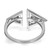 An image of a Messika brand women's Thea Toi and Moi ring with diamonds, presented in a close-up view. The ring features a unique open design with two large, triangle-shaped settings at the front, each holding a prominent diamond. The band, positioned horizontally across the bottom of the frame, is adorned with a row of smaller, round-cut diamonds along its top edge. The ring is crafted from a polished white gold, and the photo is taken from a slightly elevated angle, emphasizing the sparkle and geometric details of the piece.
