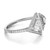 An image of a Messika women's Thea Toi and Moi ring with diamonds, displayed at a left-facing oblique angle. The ring features a prominent triangular diamond set in the center with a halo of smaller diamonds around the edges. The band, which curves gently to the right in the image, is also lined with diamonds and has the brand name 'MESSIKA' engraved on it. The ring is shown in close-up with a white background that accentuates its sparkle and intricate design.