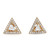 An image of a pair of Messika women's Thea stud earrings with diamonds. The earrings are crafted in a triangular shape with a close-up, front-facing view against a white background. The design features a central inverted triangular diamond framed by a halo of smaller round diamonds, all set in a yellow gold. The earrings are positioned side by side with equal distance between them, allowing for a clear and symmetrical presentation.