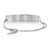 An image of a Messika women's Kate Sur chaine bracelet with diamonds, displayed on a plain white background. The bracelet is shown from a front angle, slightly tilted to the right, offering a clear view of its design. The bracelet features a polished white gold band with the Messika logo engraved in the center, and a delicate chain with a safety clasp extends from the band. The distance from the camera gives a full view of the bracelet, highlighting its elegance and the reflective quality of the metal.