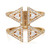 An image of a luxurious Messika women's Thea Toi double ring with diamonds. The ring, captured in a close-up view against a white background, is designed with multiple bands intersecting at a central point. It features a polished 18k yellow gold finish and is adorned with numerous round and triangular cut diamonds, meticulously set along the bands. The diamonds sparkle brilliantly as they catch the light from various angles, highlighting the intricate craftsmanship of the piece. The brand's signature is engraved on the ring's interior, visible in the photo. The perspective allows for a clear view of the ring's geometric design and the dazzling display of its precious stones.