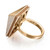 An image of a women's Messika Spiky Diamond ring positioned at a three-quarter angle to showcase its design. The ring, in a warm gold tone, features a pavé setting of sparkling diamonds on its top surface, complemented by a row of smaller diamonds along its edges. The band has a polished finish and is inscribed with "750 D1.11," indicating the gold purity and diamond weight. The ring is displayed against a white background, and the camera is at a close distance, focusing on the detailing of the diamonds and the band's texture.