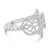 An image of a Messika women's Faith ring with diamonds, displayed at a slight angle to show the intricacy of the design. The ring features a circular pattern embellished with numerous small diamonds, creating a sparkling effect. The brand's hallmark is visible on the inner side of the polished white gold band. The image is taken from a close distance, providing a clear view of the ring's details and craftsmanship.