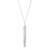 An image of a Messika women's Sautoir Kate necklace with a diamond-embellished pendant. The necklace is displayed against a white background, with the pendant centrally aligned and hanging vertically. The delicate chain is shown from a front-facing angle, allowing a clear view of the pendant's design, which features the brand name "Messika" inscribed on it. The photo is taken from a close-up perspective, offering detail on the pendant's polished surface and the diamond's placement at the join of the pendant and chain.