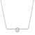 An image of a Messika brand women's Glam'Azone chain 18k white gold necklace with diamonds displayed against a white background. It presents a front-facing view with a central, larger diamond encircled by a halo of smaller diamonds, which are also set along the horizontal bar of the necklace. The chain features linked, round, diamond-cut elements and extends symmetrically from either side of the central piece. The necklace is photographed from a straight-on angle at a close distance, emphasizing the sparkle and design detail.