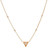An image of a Messika Thea women's necklace with diamonds. The necklace features a delicate 18k rose gold chain with evenly spaced diamond accents, leading to a central, inverted triangle pendant with a diamond encrusted border. The pendant sits at the center and is captured from a front-facing angle, with the necklace displayed against a white background. The image presents the necklace at a close distance, allowing for clear visibility of the fine details and the shimmer of the diamonds.
