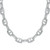 An image of a Rachel Koen women's necklace with diamonds. The necklace is displayed against a white background and shows a top-down view, highlighting the intricate design and sparkling diamonds embedded within the links. The links are oval-shaped with cut-out details in 18K white gold, and the necklace is arranged in a slight curve, showcasing its elegance and craftsmanship.
