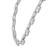 An image of a Rachel Koen women's necklace with diamonds. The necklace features a chain design with interlocking links, each encrusted with small round brilliant cut diamonds. The picture is taken from a close-up, top-down angle, capturing the sparkle and detail of the diamonds against the white background, showcasing the entire length of the necklace as it curves slightly from top to bottom.