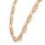 An image of a Rachel Koen women's necklace with diamonds. The necklace features a chain design with interlocking links, each encrusted with small round brilliant cut diamonds. The picture is taken from a close-up, top-down angle, capturing the sparkle and detail of the diamonds against the white background, showcasing the entire length of the necklace as it curves slightly from top to bottom.