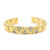 An image of a Rachel Koen women's bracelet with diamonds, featuring a frontal view with a slight upward angle providing a clear view of the intricate design. The bracelet is centered and occupies the middle ground of the frame, showcasing its polished 18k yellow gold and diamond-encrusted links that alternate with smooth gold sections, creating a harmonious zigzag pattern. The diamonds are set in a pavé style, adding sparkle to the piece. The background is a plain white, emphasizing the bracelet's elegance and detail.