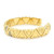 An image of a Rachel Koen women's bracelet with diamonds. The bracelet is positioned centrally against a white background with a slight tilt, allowing the intricacies of its design to be visible. It features a zigzag pattern in polished gold, with diamonds embedded at regular intervals, adding a sparkling contrast. The bracelet is shown in close-up, occupying most of the frame, which provides a clear view of its luxurious details.