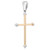 An image of a Rachel Koen brand necklace without stones, featuring a unisex adult cross pendant. The pendant is displayed in a close-up front view with a vertical orientation, centered and directly facing the camera. The cross has a polished 14K yellow gold finish with cylindrical bars and capped with 14k white gold balls at each end. The necklace pendant is attached to a white gold bail at the top, suggesting it can be worn on a chain.