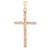 An image of a Rachel Koen women's necklace without stones, featuring a 14K yellow gold cross pendant with a twisted rope design. The pendant is centered and displayed at a straight-on angle against a white background, providing a clear and detailed view from a medium distance.