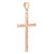 An image of a Rachel Koen brand women's necklace pendant without stones, featuring a 14k yellow gold twisted rope cross design. The pendant is displayed in an upright position, centered in the frame, with a direct front view and no visible background. It is photographed at a close distance, allowing for clear detail of the texture and craftsmanship.