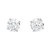 An image of a pair of Rachel Koen brand unisex adult stud earrings with lab grown diamonds, presented on a white background. The earrings feature prominent round-cut diamonds set in a four pronged white gold mount, facing directly towards the viewer. They are positioned side by side at equal distance and angle, offering a symmetrical frontal view that highlights the brilliance and facets of the diamonds.