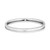 An image of a Bvlgari B.Zero1 unisex adult bangle bracelet without stones. The bracelet is displayed in a centered position against a white background. It is positioned horizontally with a slight angle, allowing a view of the bracelet's outer and inner bands. The bracelet's design features a clean, polished 14k white gold surface with a gap at the top center, indicative of a cuff style. The photo is taken from a medium distance, providing a clear and detailed view of the entire bracelet without any significant zoom or close-up. The condition of the bracelet is new.