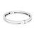 An image of a Bvlgari B.Zero1 bracelet designed for unisex adults, displayed against a white background. The bracelet is shown in a slight diagonal position from the top view, with a medium distance allowing clear visibility of its entire shape and features. It is a polished, white gold piece with a smooth surface and no stones, featuring engraved details and a visible clasp mechanism.The condition of the bracelet is new.