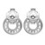 An image of a pair of Bvlgari Bvlgari women's earrings with diamonds, positioned front-facing at a direct angle. The earrings are shown up close, displaying circular drop designs with clear diamonds set around the perimeter. The Bvlgari brand name is engraved at the top of each earring. The condition of earrings are new. 
