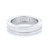 An image of a Bvlgari B.Zero1  unisex adult ring without stones. The ring is presented in a center-focused, close-up view on a white background. It is positioned horizontally with a slight tilt, allowing visibility of the ring's outer band and inner markings, which include the brand name and other details. The perspective is from a high angle, looking down at the ring, capturing its smooth, polished white gold surface and its circular shape.The condition of the ring is pre-owned. 