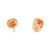An image of a pair of Bvlgari Bvlgari women's round cut stud earrings with diamonds. The earrings are displayed against a white background, positioned at a slight angle to show the profile and back face. They are placed with a medium distance between them to clearly distinguish each earring. The rose gold metal gleams, and the intricate design characteristic of the brand is visible.The condition of the earrings are new. 