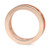 An image of a Bvlgari Bzero1 Openwork Logo Spiral unisex adult one band ring without stones. The ring is presented in a close-up view, centered and filling most of the frame. It's positioned at a slight angle, showcasing the smooth, polished exterior of the rose gold band and its clean, circular shape, with the inner part of the band slightly visible, revealing fine, parallel lines etched into the metal. No stones or additional embellishments are visible.The condition of the ring is new. 