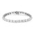 An image of a Rachel Koen unisex adult tennis bracelet with lab grown diamonds, displayed against a white background. The bracelet is shown in a straight line from a top-down perspective, allowing a clear view of the individual radiant cut diamonds and the intricate clasp mechanism in white gold. The diamonds are set in a symmetrical pattern, and the bracelet is positioned centrally, occupying the full width of the frame, offering a close-up view that highlights the sparkle and detail of the stones.