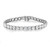 An image of a Rachel Koen unisex adult tennis bracelet with lab grown diamonds, displayed in a straight line facing the camera. The bracelet is shown from a top-down angle, providing a clear view of the individual round cut diamond settings and the clasp mechanism in white gold. The diamonds are set in a symmetrical pattern, with the larger stones in the center gradually decreasing in size towards the clasp. The background is white, emphasizing the bracelet's shine and intricate details. The image is taken from a close distance, ensuring that the diamonds and the quality of the metal craftsmanship are visible.