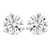 An image of a pair of Rachel Koen unisex adult stud earrings with lab grown diamonds. The earrings are displayed front-facing, centered, and at a close-up angle to showcase the sparkling facets of the large, round-cut diamonds in three prong setting in white gold. Each earring features a small, spherical attachment at the top, likely indicating the point of connection to the ear. The background is a solid, neutral color to emphasize the earrings' clarity and brilliance.