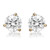 An image of a pair of Rachel Koen women's earrings with lab grown diamonds. The earrings are positioned front-facing and centered on a white background. They feature large round-cut diamonds held in place by four prongs in yellow gold. The diamonds are captured from a straight-on angle, showing off their brilliance and facets clearly. The earrings appear to be at a close distance, providing a detailed view of their design and sparkling quality.