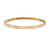 An image of a Rachel Koen women's bracelet with diamonds, showcased in a close-up frontal view against a white background. The bracelet is positioned horizontally across the center of the frame, with its smooth, polished yellow gold surface and a single row of evenly spaced, rectangular emerald cut diamonds encased in bezel settings, providing a luxurious appearance. The perspective is straight on, allowing clear visibility of the bracelet's details and craftsmanship.