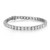 An image of a Rachel Koen unisex adult bracelet with round cut lab grown diamonds, displayed against a white background. The bracelet is laid out straight in a horizontal position, viewed from a top-down angle, centered, and occupies the middle third of the frame, showcasing its full length and clasp detail in white gold. The diamonds are set in a symmetrical pattern along the band, reflecting light with a sparkle, emphasizing the intricate design and craftsmanship.