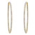 An image of a pair of Rachel Koen women's hoop earrings with diamonds. The earrings are positioned vertically in the center of the frame, with a front-facing view that showcases the encrusted diamonds. The earrings are set in a yellow gold metal, and the diamonds are arranged in a single row along the entire circumference of each hoop, providing a full, uninterrupted sparkle. The image is taken from a medium distance, allowing for a clear view of the earrings' design and the intricate setting of the diamonds.
