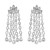 An image of a pair of Rachel Koen women's earrings with diamonds, presented on a white background. The earrings feature a symmetrical design with a top section resembling a flower made of baguette and round-cut diamonds, from which multiple strands of diamond-encrusted oval links cascade down. Each strand terminates with a larger, teardrop-shaped diamond. The earrings are positioned vertically, facing forward, with a slight space between them that emphasizes their identical design and length. The perspective is head-on, allowing for a clear view of the intricate details and the sparkle of the diamonds. The distance from the viewer is such that the earrings appear prominently, occupying a significant portion of the frame for a detailed examination.