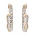 An image of a pair of Rachel Koen women's earrings with diamonds, showcased in a frontal view against a white background. The earrings feature multiple baguette-cut diamonds arranged inside out in a vertical line, set in yellow gold metal. The earrings are positioned parallel to each other, at an equal distance from the center, giving a clear and symmetrical view of their design.