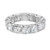 An image of a women's Rachel Koen eternity brand ring with diamonds, captured in high resolution with a close frontal view. The ring displays a continuous circle of large, cushion-cut diamonds set in a polished platinum band, each stone secured by four prongs. The craftsmanship allows for maximum light reflection, showcasing the brilliance and clarity of the diamonds. The ring is centered and occupies the majority of the image frame, providing a clear and detailed view of the jewelry piece.