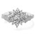 An image of a Rachel Koen brand women's cocktail ring with diamonds, displayed at a 45-degree angle with a close-up view. The ring features a cluster of sparkling diamonds of various sizes set on a white gold band, with the largest stones positioned at the center and tapering off towards the edges. The image is taken against a white background, highlighting the brilliance and intricate design of the diamonds.