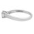 An image of a Tiffany & Co. women's engagement ring with diamond, captured in a close-up side view. The ring features a single square-cut diamond set in a platinum band, with the band's curvature and the diamond's setting visible. The Tiffany & Co. brand name and the word 'Lucida' are engraved on the inner side of the band, indicating the design and material. The photo is taken at an angle that showcases the diamond's cut and the ring's elegant profile.