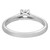 An image of a Tiffany & Co. engagement ring for women, showcasing a solitary diamond. The ring is viewed from a back angle that highlights the diamond's elevated position and the sleek curve of the platinum band. The image is a close-up, providing a clear view of the diamond setting and the reflective quality of the polished metal.