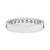 An image of a unisex adult Rachel Koen brand ring with diamonds. The ring is depicted in a close-up, head-on view, centered on a white background. It features a circular, white gold band with multiple round-cut diamonds evenly spaced and embedded around its entirety. The diamonds are positioned at a slight angle, creating a shimmering effect as they catch the light. The perspective is from a medium distance, providing a clear view of the ring's design and the facets of the diamonds.The ring is pre owned in a great condition.