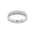 An image of a Rachel Koen brand women's ring with diamonds. The ring is positioned centrally against a white background and is viewed from a top angle, showing the circular design and the diamonds embedded across the top half. The image is taken from a close distance, providing a clear and detailed view of the ring's shiny white gold surface and the sparkle of the set diamonds.The ring is pre owned in a great condition.