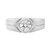 An image of a unisex adult ring by Rachel Koen, featuring a prominent central diamond set in a bezel. The ring is viewed from a front-facing angle, showcasing a wide, polished platinum band that tapers slightly towards the back. The diamond is positioned at the center, with the band's shoulders curving around it, providing a clear view of the gemstone's facets. The image is a close-up, allowing for detailed observation of the ring's design and the diamond's brilliance.The ring is pre-owned in a great condition. 