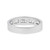 An image of a Rachel Koen brand women's ring with diamonds displayed in a close frontal view. The ring is centered and shown at an angle where the top half is visible, highlighting a row of round-cut diamonds set across the front. The band is polished white gold, and the diamonds are positioned to catch the light, giving a clear view of their sparkle and the setting. The image is taken from a medium distance, providing a detailed view of the ring against a white background.The ring is pre-owned in a great condition.